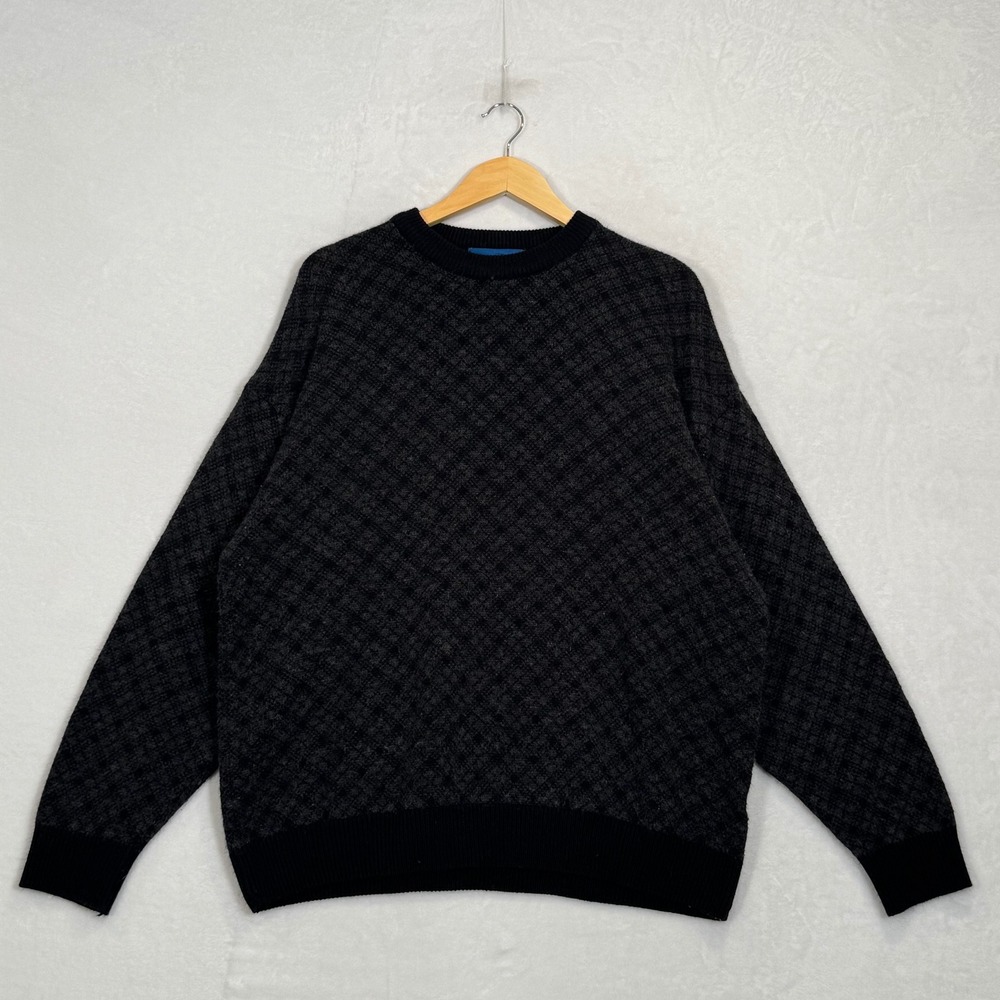 Towncraft Gray Diamond Knit Crewneck Sweater XXL